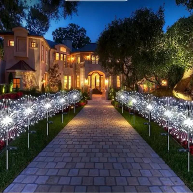 Solar Powered Garden Light, 1 Count 60/200/300/420LED 8 Modes Fireworks Light, Adjustable Height Outdoor Waterproof Light for Garden Patio Yard Lawn Courtyard