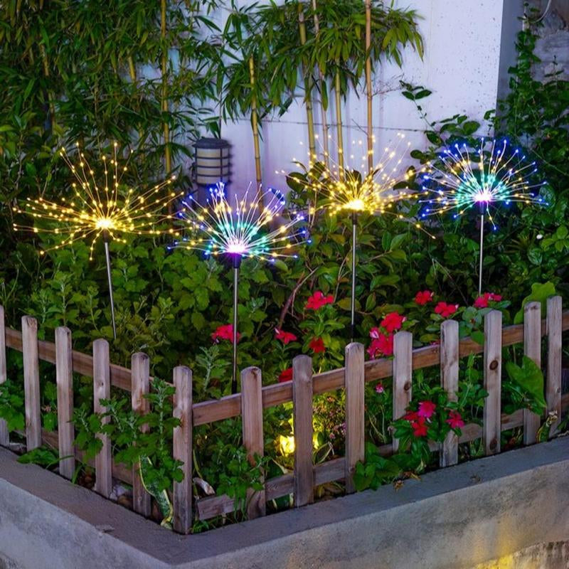 Solar Powered Garden Light, 1 Count 60/200/300/420LED 8 Modes Fireworks Light, Adjustable Height Outdoor Waterproof Light for Garden Patio Yard Lawn Courtyard