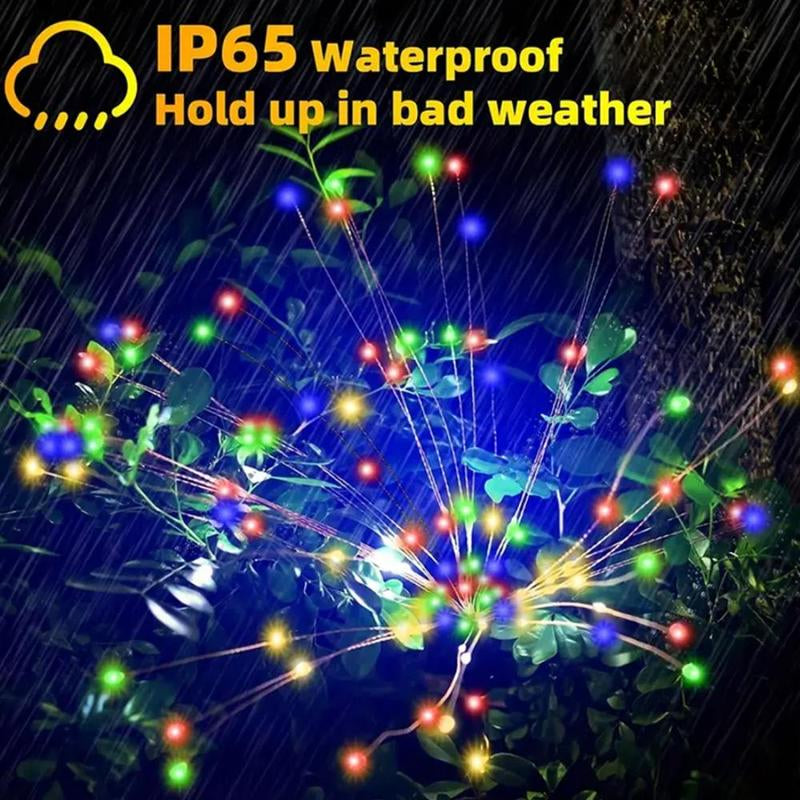 Solar Powered Garden Light, 1 Count 60/200/300/420LED 8 Modes Fireworks Light, Adjustable Height Outdoor Waterproof Light for Garden Patio Yard Lawn Courtyard