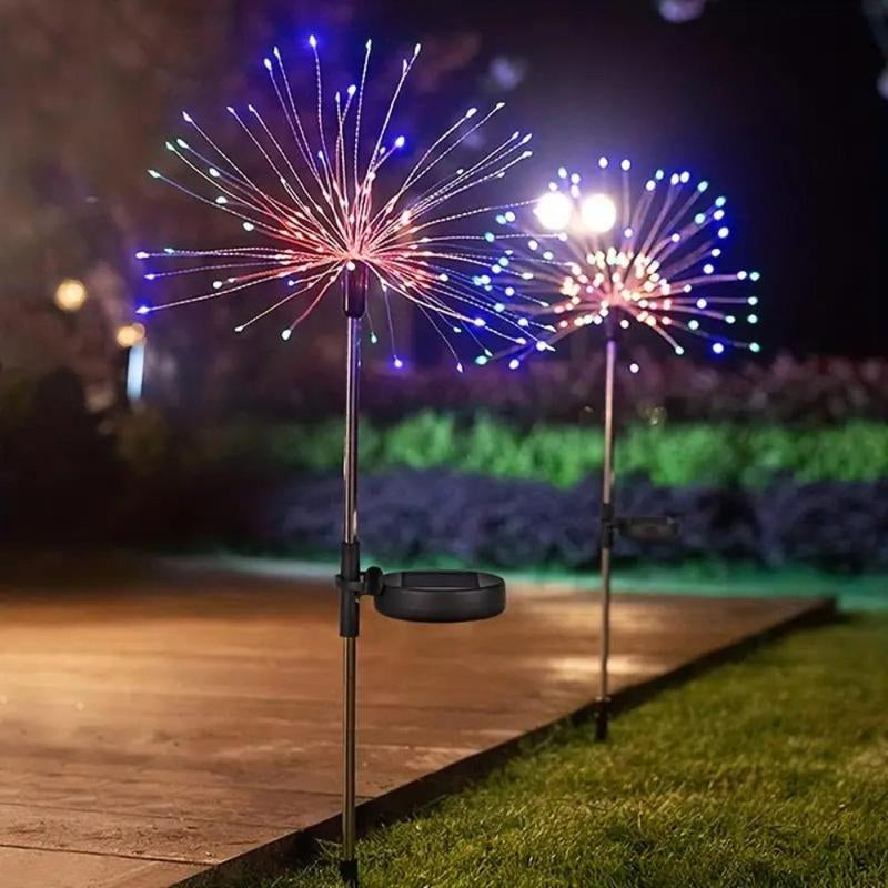 Solar Powered Garden Light, 1 Count 60/200/300/420LED 8 Modes Fireworks Light, Adjustable Height Outdoor Waterproof Light for Garden Patio Yard Lawn Courtyard